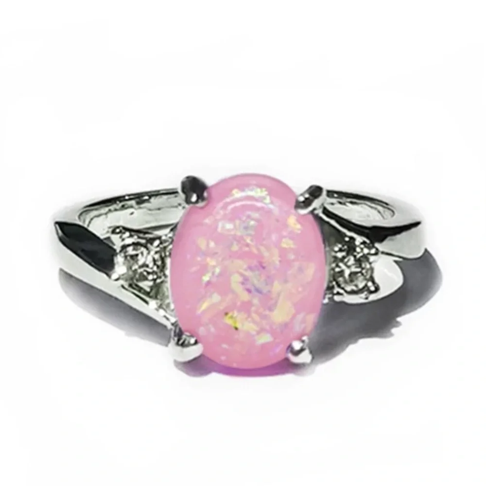 BRAND NEW.925SS OVAL CUT PINK OPAL RING